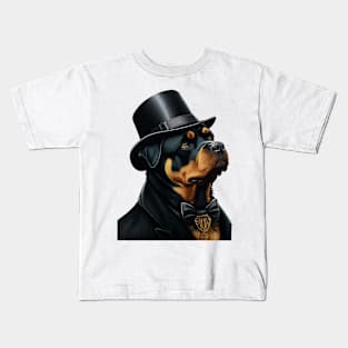 Rottweiler Funny Top Hat Kids T-Shirt